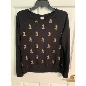 DISNEY BLACK GOLD MICKEYS  WOMANS Pullover Sweater  Size Large Long Sleeves
